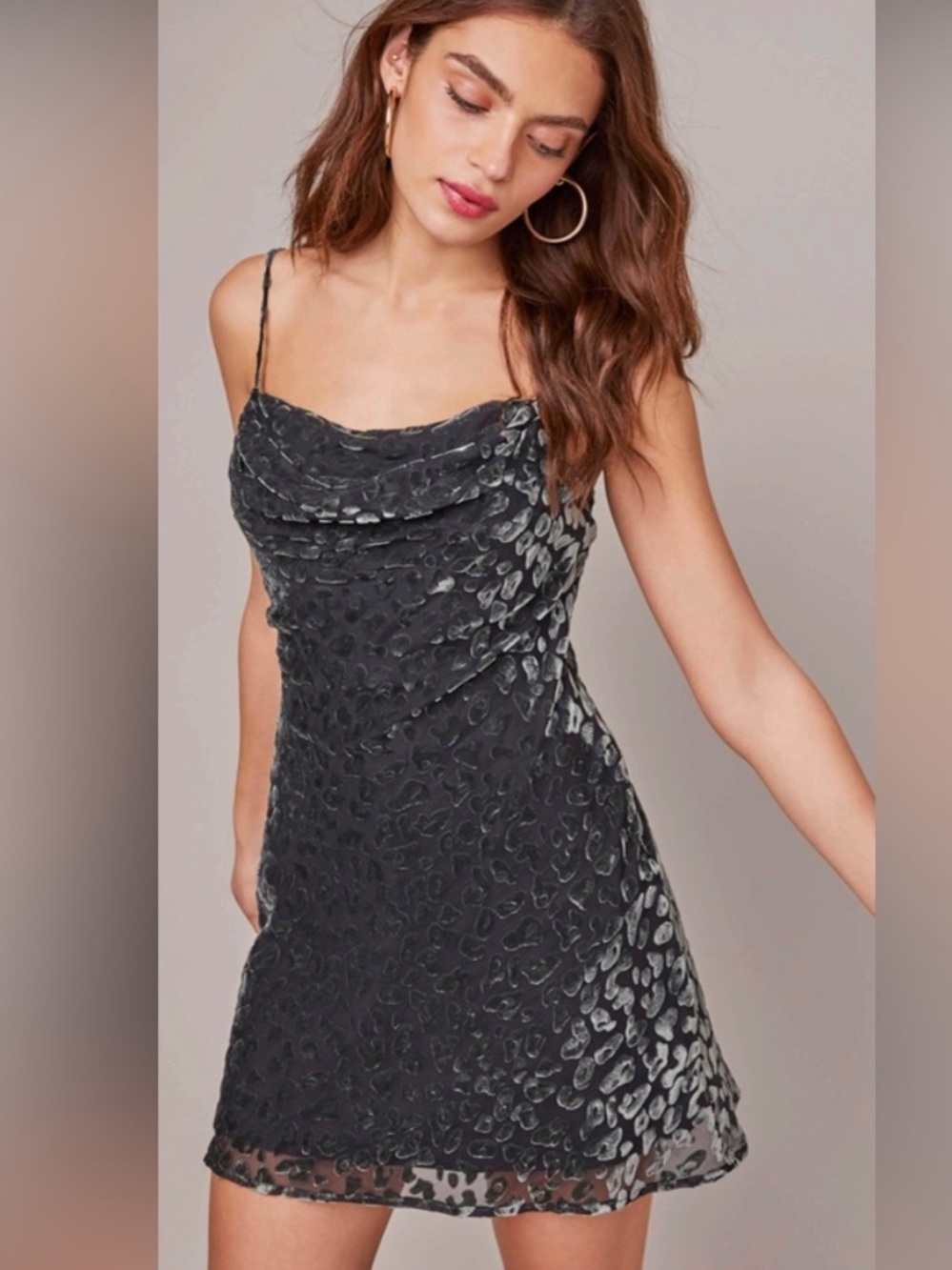 ASTR the Label Gabi dress in dark green velvet